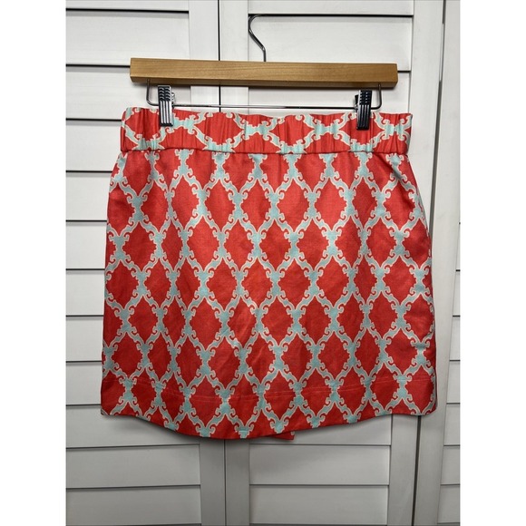 Kate Spade Silk Linen Blend Lattice Print Button Down Mini Skirt Women's Size 4 - Picture 6 of 8